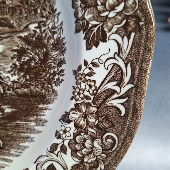 Vintage J&G Meakin Royal Staffordshire Stratford Stage Brown Ironstone Plates - Picture 9 of 13